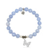 BRACELETS - Sky Blue Jade Gemstone Bracelet With Butterfly Sterling Silver Charm