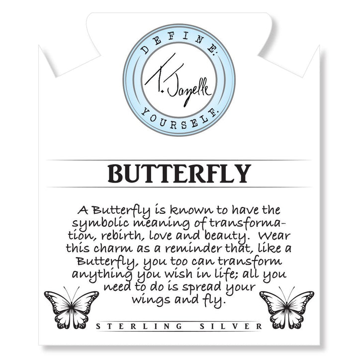 BRACELETS - Sky Blue Jade Gemstone Bracelet With Butterfly Sterling Silver Charm