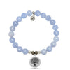 BRACELETS - Sky Blue Jade Gemstone Bracelet With Family Tree Sterling Silver Charm