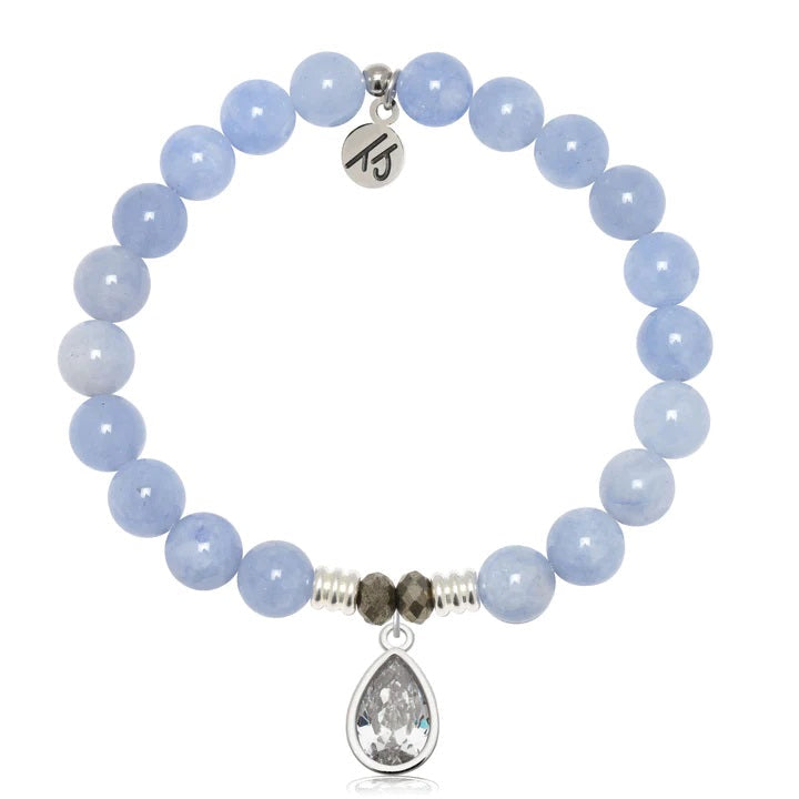 BRACELETS - Sky Blue Jade Gemstone Bracelet With Inner Beauty Sterling Silver Charm
