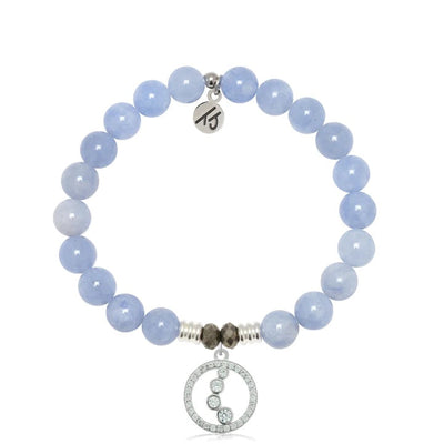 BRACELETS - Sky Blue Jade Gemstone Bracelet With One Step At A Time Sterling Silver Charm