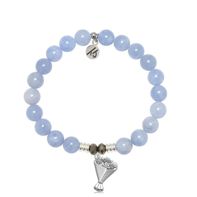 BRACELETS - Sky Blue Jade Gemstone Bracelet With Thinking Of You Sterling Silver Charm