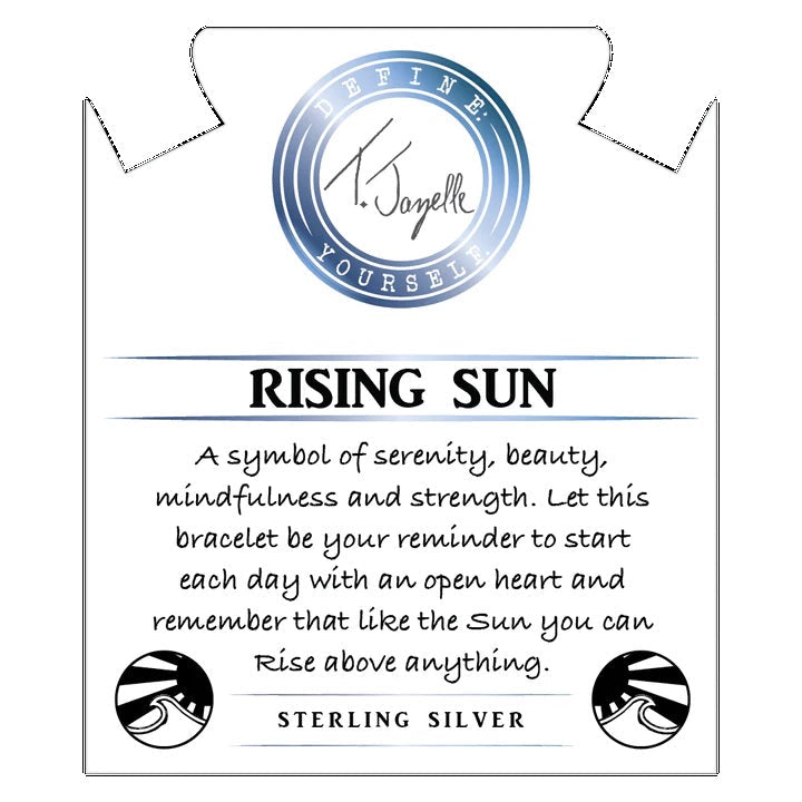 BRACELETS - Sky Blue Jade Stone Bracelet With Rising Sun CZ Sterling Silver Charm