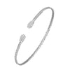 BRACELETS - Sterling Silver 2mm Mesh Cuff With CZ's