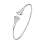 BRACELETS - Sterling Silver 2mm Mesh Cuff With Fan Shape Pave CZ Accent