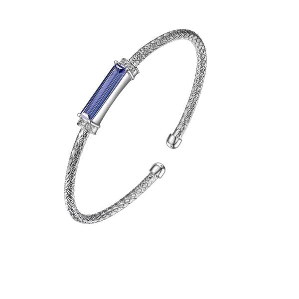 BRACELETS - Sterling Silver 3mm CZ Tanzanite Mesh Cuff