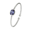 BRACELETS - Sterling Silver 3mm Mesh Cuff With Tanzanite Color CZ