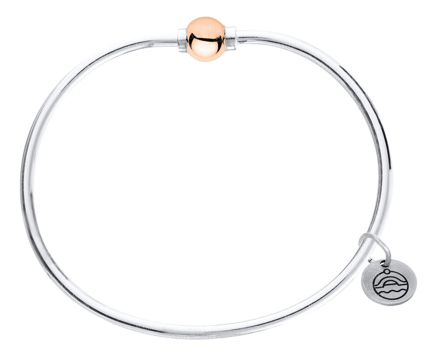 BRACELETS - Sterling Silver Single 14K Rose Gold Bead 7 Inch Cape Cod Bracelet