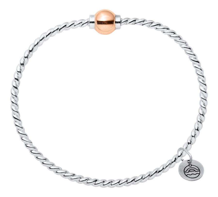 BRACELETS - Sterling Silver Single 14K Rose Gold Bead Twisted 7 Inch Cape Cod Bracelet