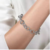 BRACELETS - Sterling Silver White Sapphire Bujukan 7.5 Inch Link Chain Tennis Bracelet