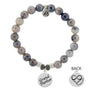 BRACELETS - Storm Agate Stone Bracelet With Grandmother Sterling Silver Charm