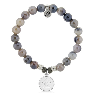 BRACELETS - Storm Agate Stone Bracelet With Home Is Where The Heart Is Sterling Silver Charm