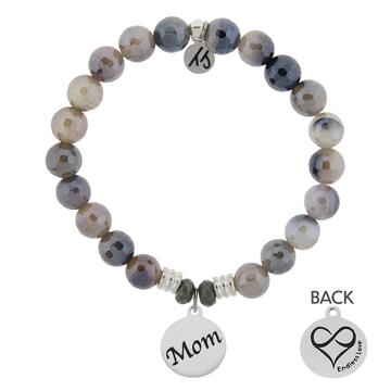 BRACELETS - Storm Agate Stone Bracelet With Mom Endless Love Sterling Silver Charm