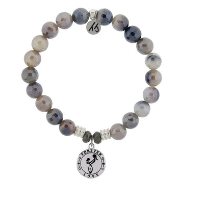 BRACELETS - Storm Agate Stone Bracelet With Mother's Love Sterling Silver Charm