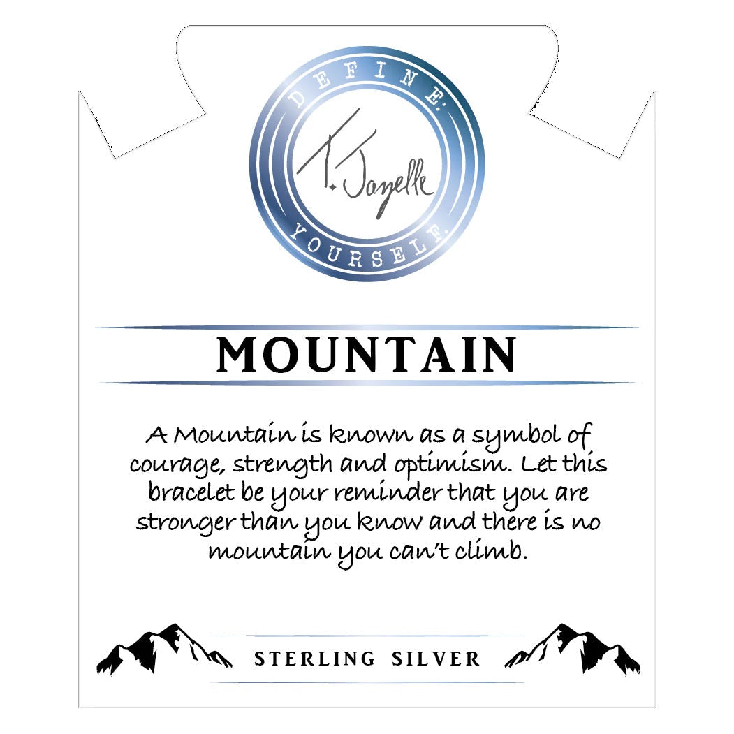 BRACELETS - Storm Agate Stone Bracelet With Mountain Cutout Sterling Silver Charm