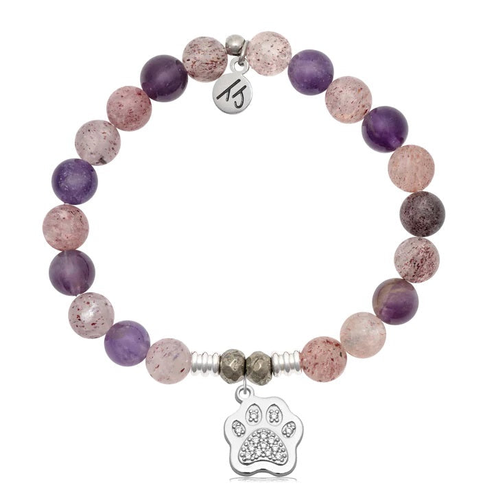 BRACELETS - Super 7 Gemstone Bracelet With Paw CZ Sterling Silver Charm