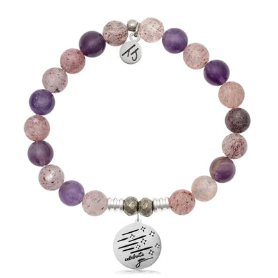 BRACELETS - Super 7 Stone Bracelet With Birthday Wishes Sterling Silver Charm