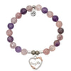 BRACELETS - Super 7 Stone Bracelet With Heart Daughter Sterling Silver Charm