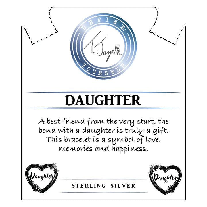 BRACELETS - Super 7 Stone Bracelet With Heart Daughter Sterling Silver Charm