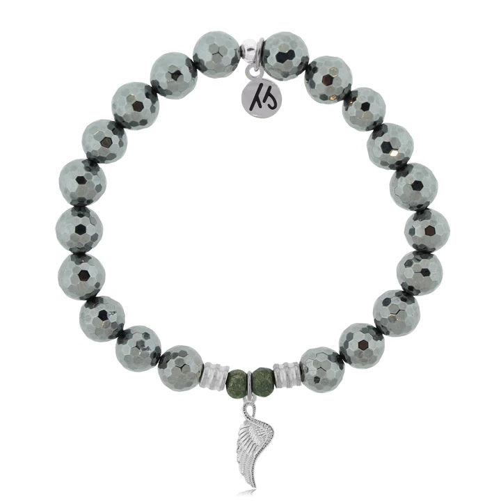 BRACELETS - Terahertz Stone Bracelet With Angel Blessings Sterling Silver Charm