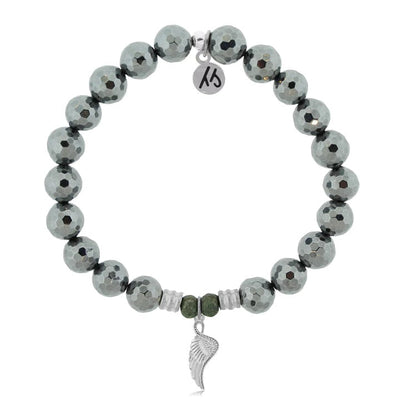 BRACELETS - Terahertz Stone Bracelet With Angel Blessings Sterling Silver Charm