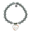 BRACELETS - Terahertz Stone Bracelet With Heart Mom Sterling Silver Charm