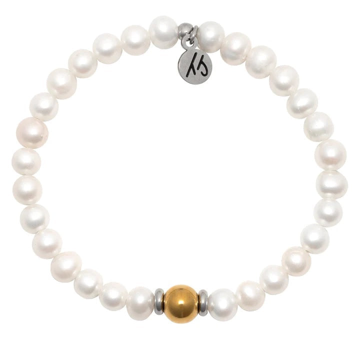 BRACELETS - The Cape Bracelet- Pearl With Gold Ball