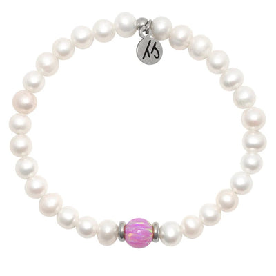 BRACELETS - The Cape Bracelet Reverse- Pearl With Pink Opal Ball