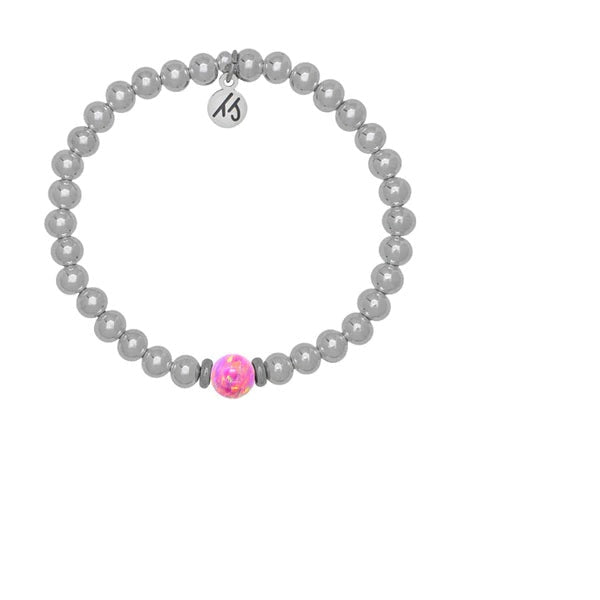 BRACELETS - The Cape Bracelet - Silver Steel 6mm With Carmine Opal Ball
