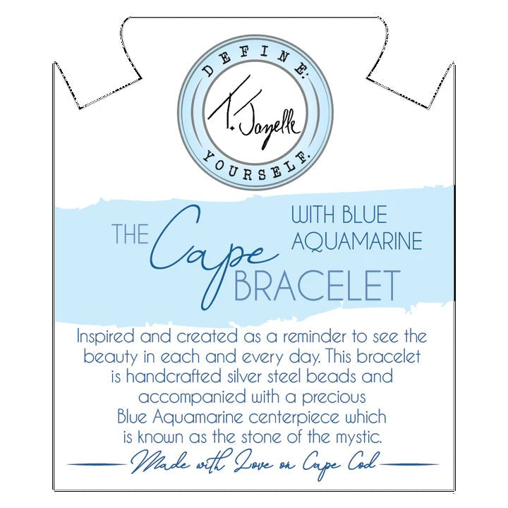 BRACELETS - The Cape Bracelet - Silver Steel With Blue Aquamarine Ball