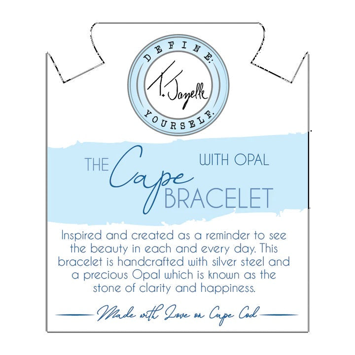 BRACELETS - The Cape Bracelet - Silver Steel With Denim Blue Opal Ball