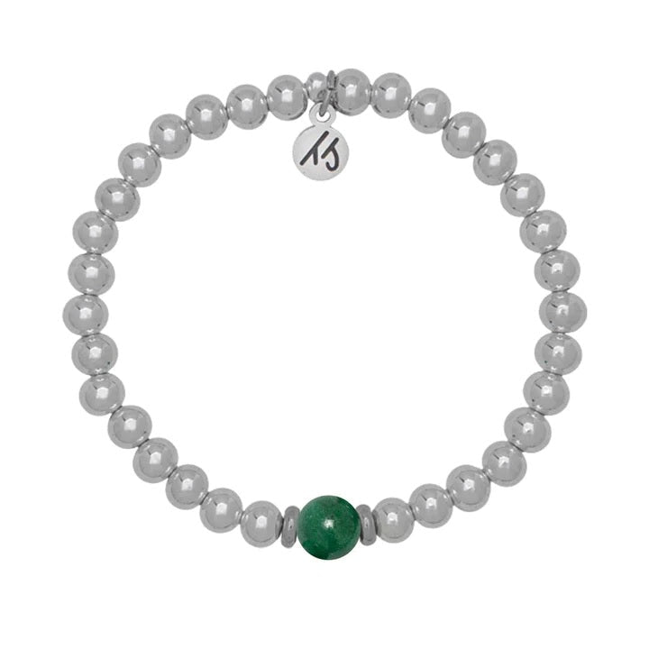 BRACELETS - The Cape Bracelet - Silver Steel With Green Kyanite Ball