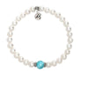 BRACELETS - The Cape Bracelet - White Pearl 6mm With Larimar Ball