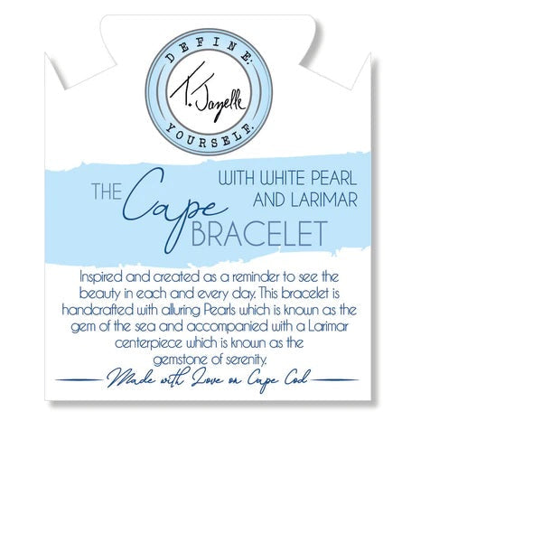 BRACELETS - The Cape Bracelet - White Pearl 6mm With Larimar Ball