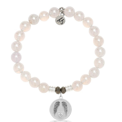 BRACELETS - White Agate Stone Bracelet With Guardian Sterling Silver Charm