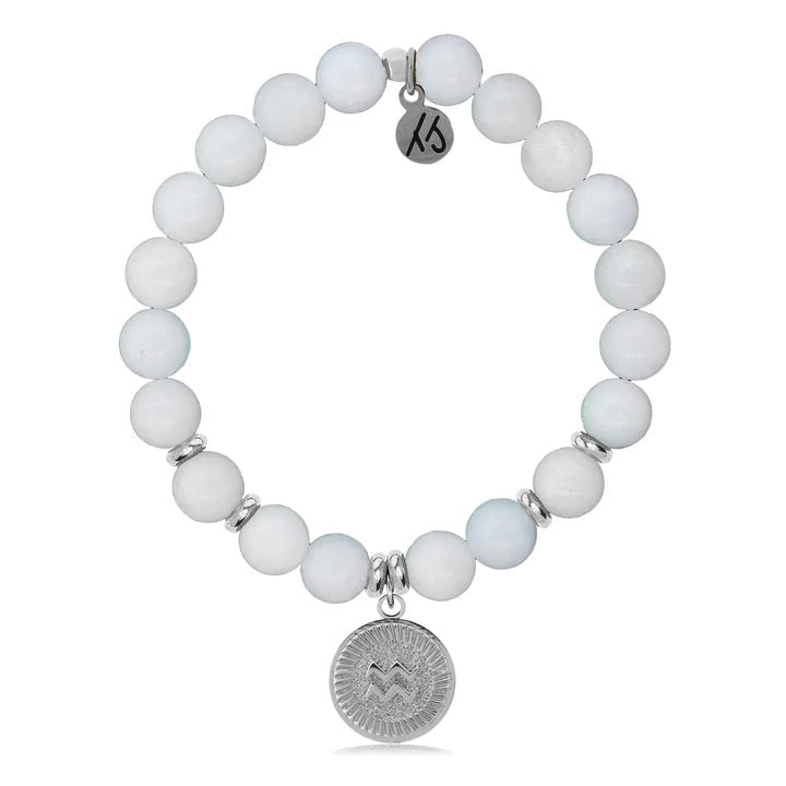Aquarius Birthstone Bracelet with Dangling Charm