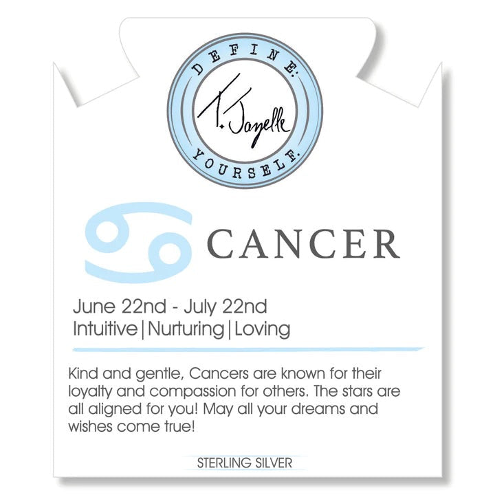 BRACELETS - Zodiac Collection - Celestine Stone Bracelet With Cancer Sterling Silver Charm