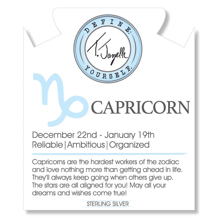 BRACELETS - Zodiac Collection - Celestine Stone Bracelet With Capricorn Sterling Silver Charm