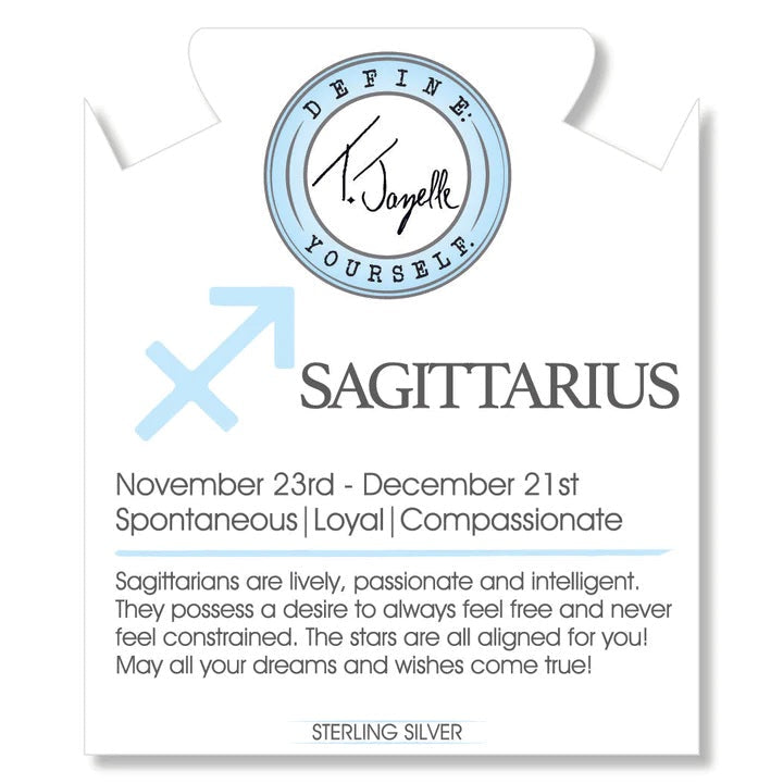 BRACELETS - Zodiac Collection - Celestine Stone Bracelet With Sagittarius Sterling Silver Charm