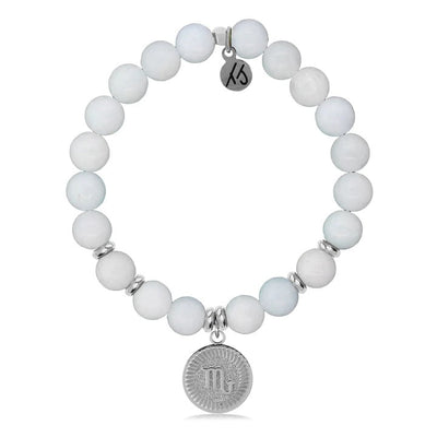 BRACELETS - Zodiac Collection - Celestine Stone Bracelet With Scorpio Sterling Silver Charm