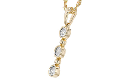 DIAMOND JEWELRY - 14K Yellow Gold .08cttw Diamond Illusion Bezel Drop Necklace.