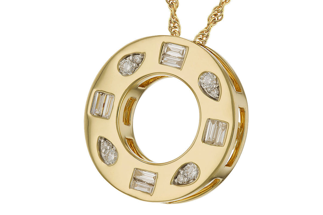 DIAMOND JEWELRY - 14K Yellow Gold .34cttw Diamond Circle Pendant