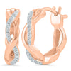 EARRINGS - 10K Rose Gold 1/20cttw Diamond Crossover Huggie Style Earrings