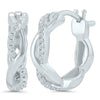 EARRINGS - 10K White Gold 1/20cttw Diamond Crossover Huggie Style Earrings