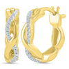 EARRINGS - 10K Yellow Gold 1/20cttw Diamond Crossover Huggie Style Earrings