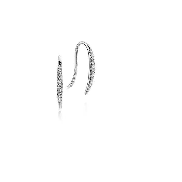 EARRINGS - 14K White Gold 0.10cttw Tapered Diamond Threader Drop Earrings