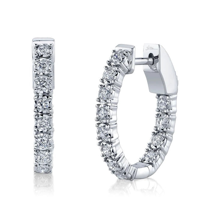 EARRINGS - 14K White Gold 0.47cttw Inside Out Oval Illusion Set Diamond Hoop Earrings
