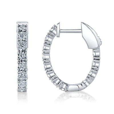 EARRINGS - 14K White Gold 0.47cttw Inside Out Oval Illusion Set Diamond Hoop Earrings