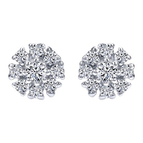 EARRINGS - 14K White Gold .11cttw Spread Cluster Round Diamond Stud Earrings