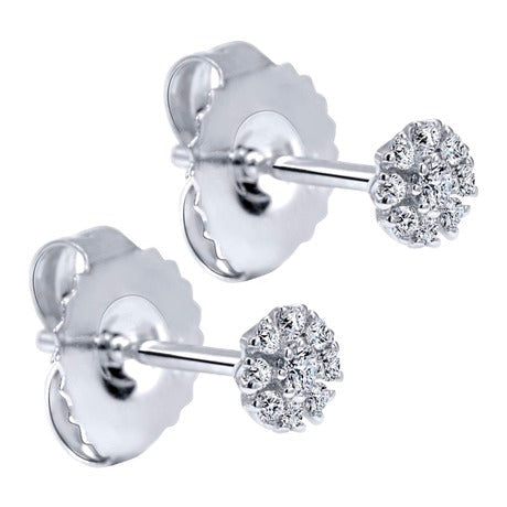 EARRINGS - 14K White Gold .11cttw Spread Cluster Round Diamond Stud Earrings